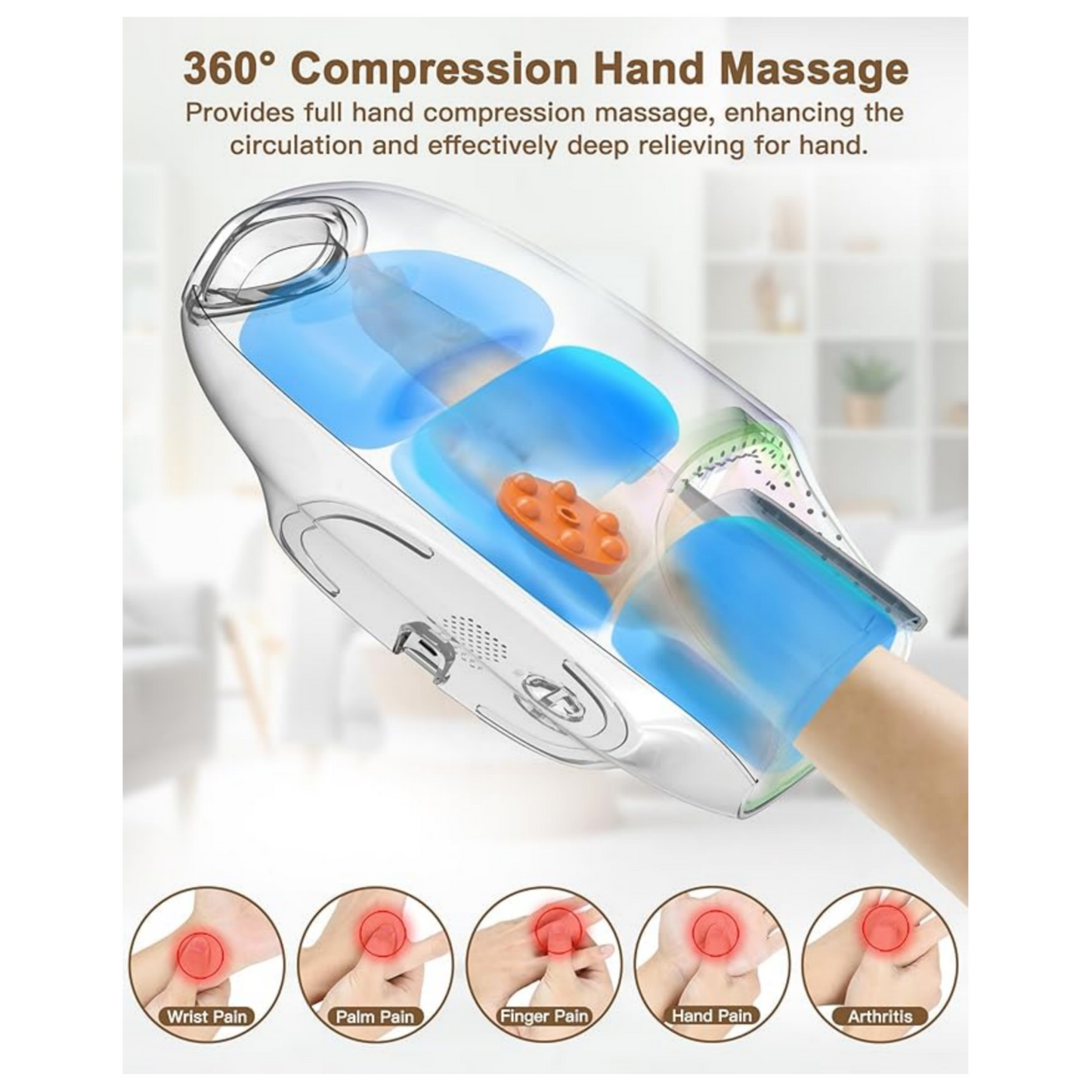 HAND MASSAGER WITH HEAT AND PRESSURE: Valentine's Day Gift: For Her and Him - Hand and wrist massage with palm kneading rollers - Relieves arthritis, carpal tunnel fatigue