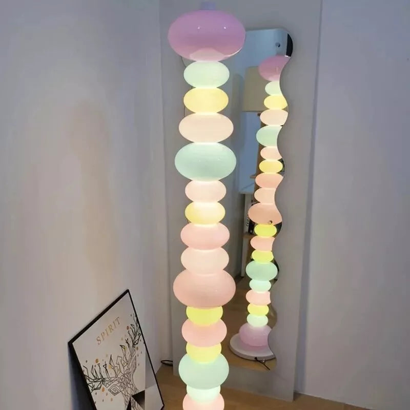 Candy Rainbow Glass Macaron Pebble Stack Cute Floor Lamp Spectacular